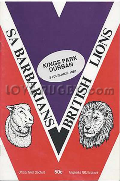 1980 South Africa Barbarians v British Lions  Rugby Programme